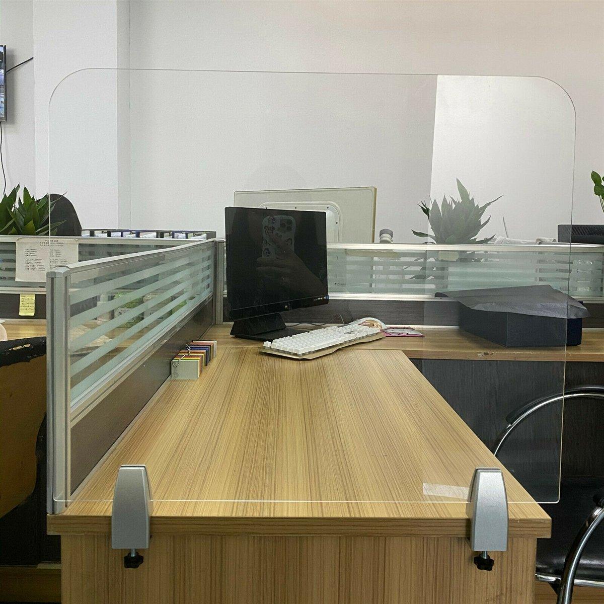 Desk Mount Sneeze Guard 24" x 31" Acrylic Protection Barrier Shield Counter