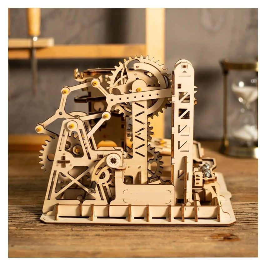 DIY 3D Puzzle Wood Gear Wheel Coaster Manually Operated Toy Kit 42Q