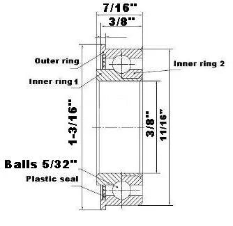 F1234 Flanged Bearing - Full Complement - 3/8x1 1/16x7/16 Inch