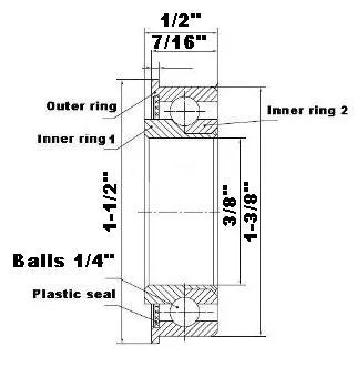 F1244 Flanged Bearing - Full Complement - 3/8" x 1-3/8" x 1/2"