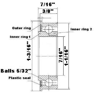 F1434 Flanged Bearing - Full Complement - 7/16" x 1-1/16" x 7/16" inch