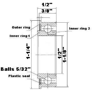 F1636 Flanged Bearing - Full Complement - 1/2" x 1-1/8" x 1/2"