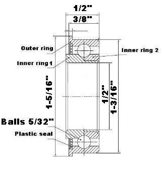 F1638 Flanged Full Complement Bearing 1/2" x 1-3/16" x 1/2"