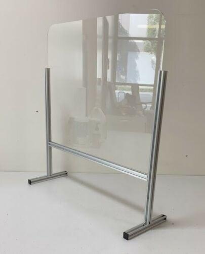 Free Standing Sneeze Guard 32" x 31" Acrylic Shield - Fancy Aluminum Frame