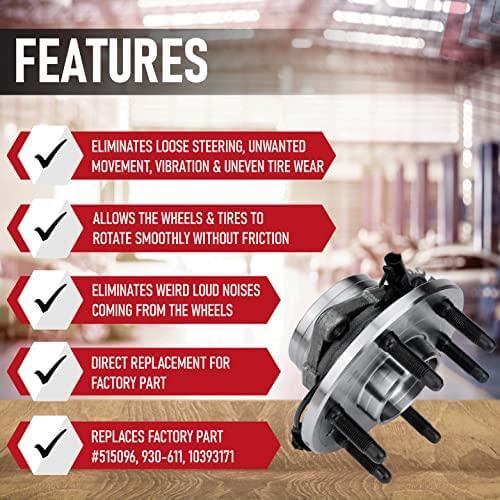 Front Wheel Hub Bearing Assembly Compatible - Chevy, Cadillac & GMC 4WD - Escalade, Avalanche, Silverado 1500, Suburban, Tahoe, Sierra, Yukon - Replaces 515096, 930-611, 10393171, 22841381