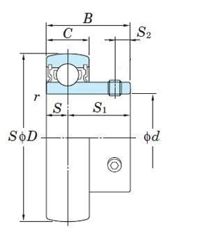FYH Bearing 1 3/16 Bore SB206-19 Axle Insert Ball Mounted Bearing