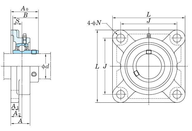 FYH Bearing UCF311 55mm Square Flanged Mounted Bearing