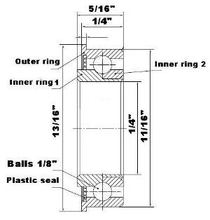 1/4" x 11/16" x 5/16" Flanged Ball Bearing Heavy Duty F0822