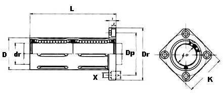 LBK20LUU 20mm Long Square Flanged Bushing Linear Motion LMK20LUU