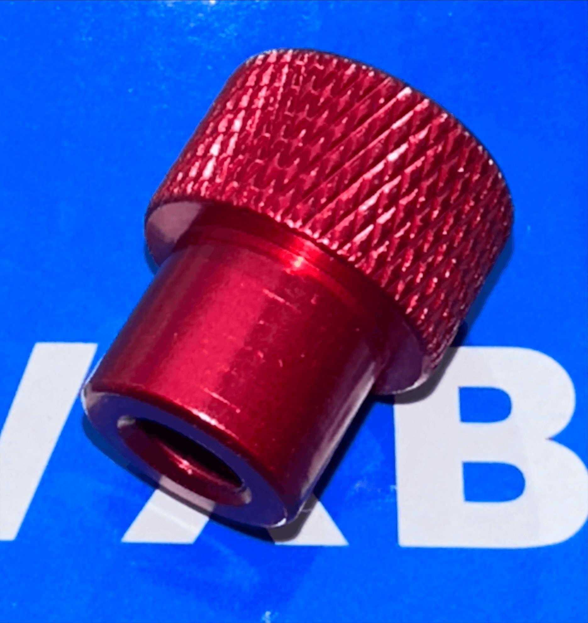 M6 x 18mm Red Knurled Thumb Nut – Closed End - Aluminum