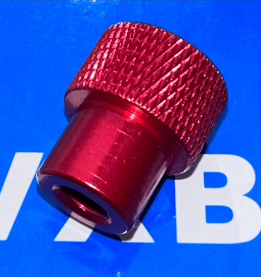 M6 x 18mm Red Knurled Thumb Nut – Closed End - Aluminum