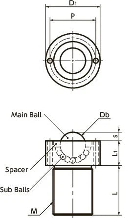 NBK Japan BRUCS-16-N Cap Screw Type Ball Transfer Unit for Upward Facing Applications