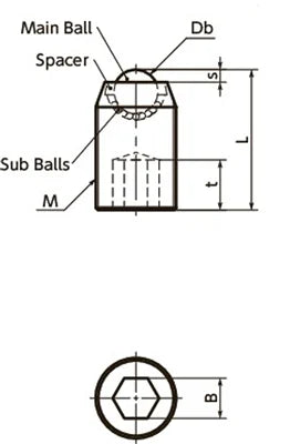 NBK Japan BRUSS-16-P Set Screw Type Ball Transfer Unit for Upward Facing Applications