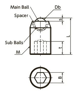 NBK Japan BRUSS-8-P Set Screw Type Ball Transfer Unit for Upward Facing Applications