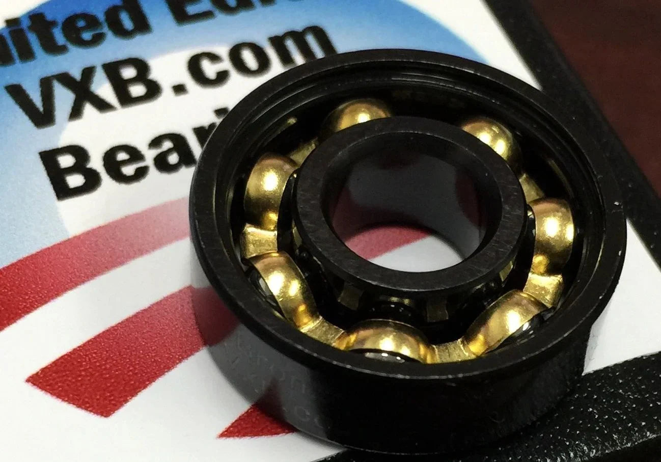 100-Pack 608B Fidget Hand Spinner Black Bearing - Bronze Cage 8x22x7mm