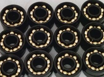 100-Pack Skateboard/inline Skate/Roller Hockey Black Open Bearings - Bronze Cage 8x22x7mm