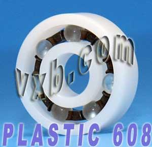 Acetal/POM Plastic Miniature Bearing 608 - Glass Balls - 8x22x7mm
