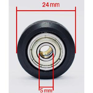 POM 5x24x11mm Polyurethane Rubber Pulley Guide Rail Roller Bearing