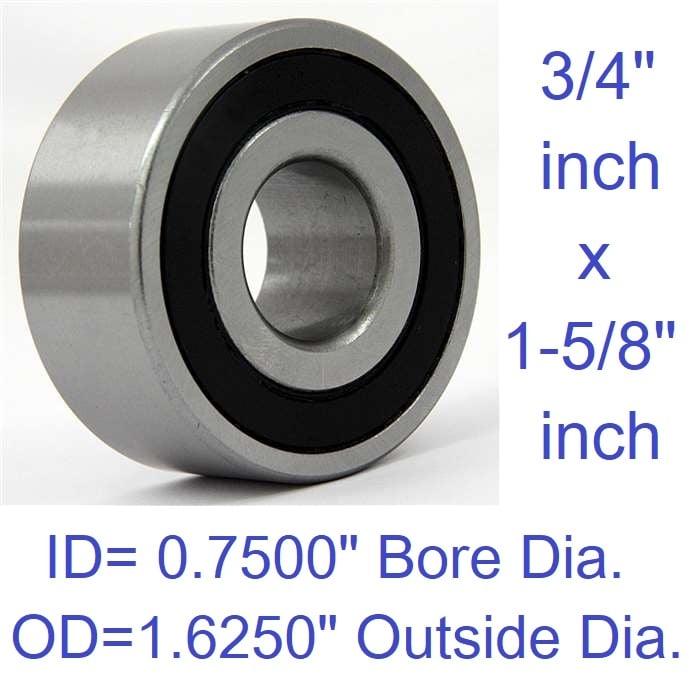 3/4" x 1-5/8" x 1/2" Ball Bearing - Sealed - 0.75" ID 1.625" OD