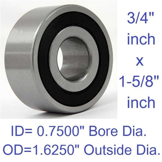 3/4" x 1-5/8" x 1/2" Ball Bearing - Sealed - 0.75" ID 1.625" OD