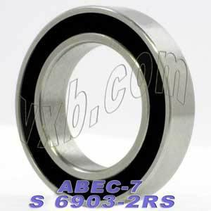 S6903-2RS Premium ABEC-7 Bearing 17x30x7mm Stainless Steel Sealed Bearing