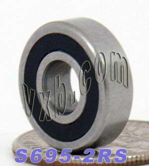 S695-2RS Bearing 5x13x4 Stainless Steel - Sealed - Miniature
