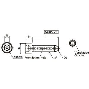 SCBS-M5-12-VF NBK Clamping Cap Vacuum Vented Screws - flat ball for Vacuum Devices Made in Japan