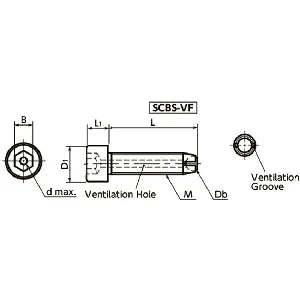SCBS-M5-25-VF NBK Clamping Cap Vacuum Vented Screws - flat ball for Vacuum Devices Made in Japan