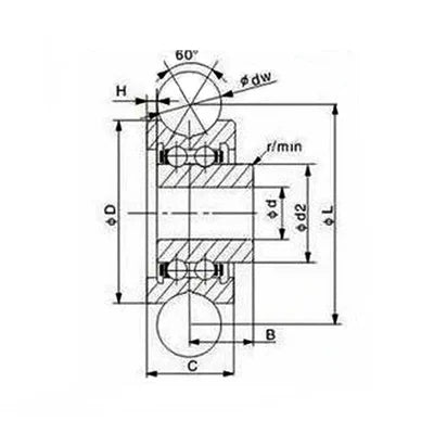 SG25U U-Groove Sealed Track Ball Bearing 8x30x14mm