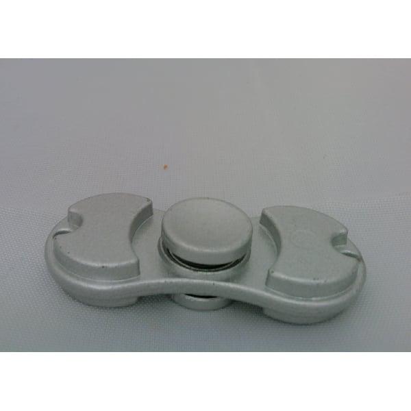 Small Silver look Aluminum Dual Fidget Hand Spinner Toy 42Q