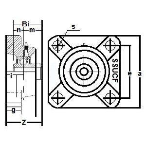 SSUCF206-19 Stainless Steel Flange 4-Bolt 1-3/16" inch Mounted Bearing