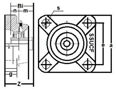 SSUCF206-30mm Stainless Steel Flange Unit 4-Bolt 30mm Mounted Bearing