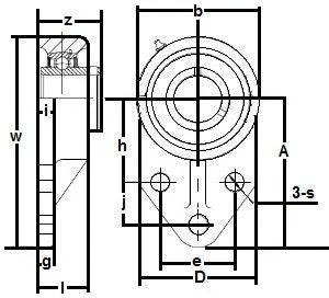 SSUCFB209-27 Flange Bracket 3-Bolt Bearing 1 11/16 Bore Mounted
