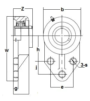 SUCFB207-35m-PBT Flange Bracket 3-Bolt 35mm Mounted Bearing