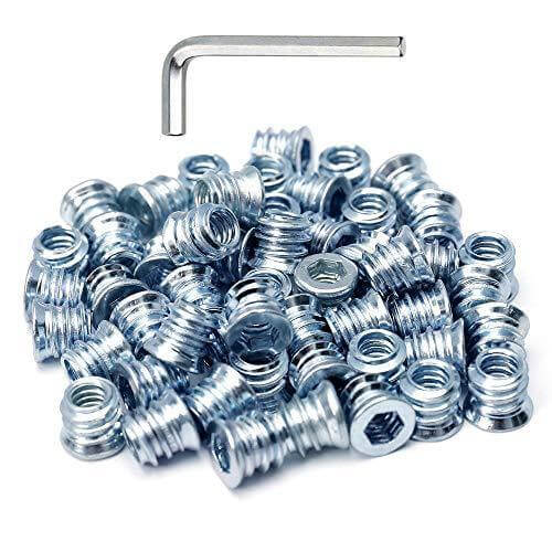 Threaded Inserts for Wood 1/4-20 x 10mm 50 Pieces