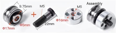 U Groove Ball Bearing + Fixing Screw Double Row Pulley SG15 + Eccentric Wheel