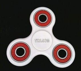 White Fidget Hand Spinner Toy - Center Ceramic Bearing, 3 outer red Bearing 42Q