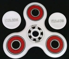 White Fidget Hand Spinner Toy - Center Full Ceramic ZrO2 Bearing, 3 outer red Bearing 42Q