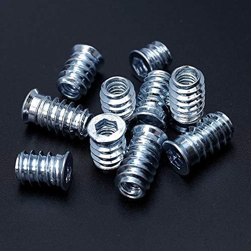 Wood Threaded Insert 1/4-20 x 10mm 15mm 20mm Length Screw Nut for Wood Furniture 60 Pieces
